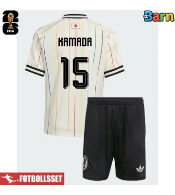 Japan Daichi Kamada #15 Bortatröja Barn VM 2026 Kortärmad (+ Korta byxor)